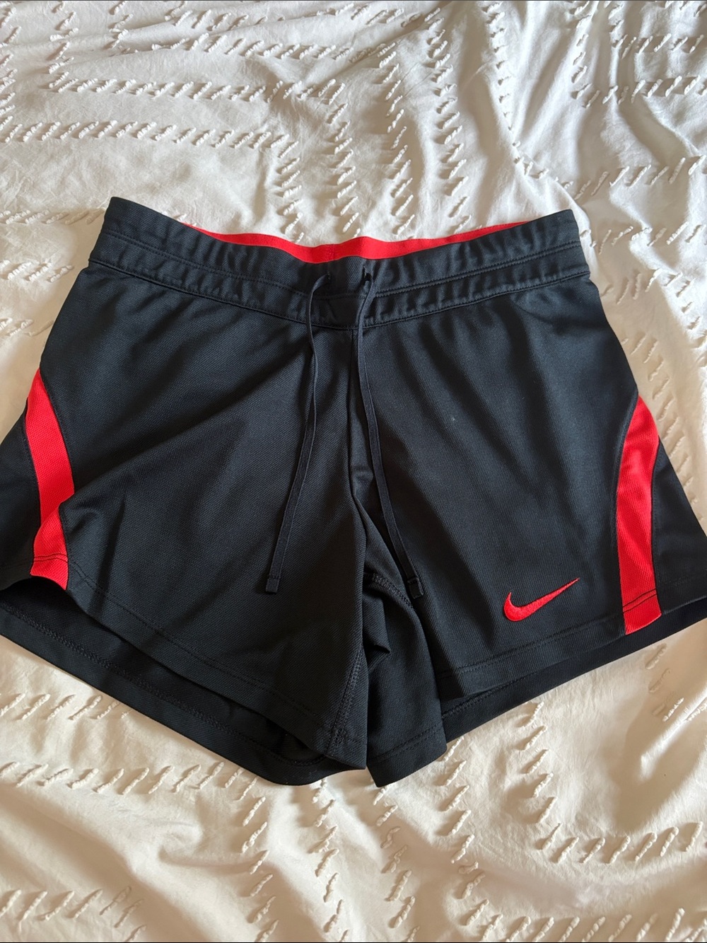 Nike Women's Black Athletic Shorts with Red Trim